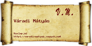 Váradi Mátyás névjegykártya
